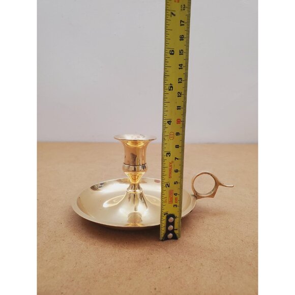 Vintage Brass Candle Holder - Brass Candlestick Holder - Brass Chamberstick - - Picture 9 of 10